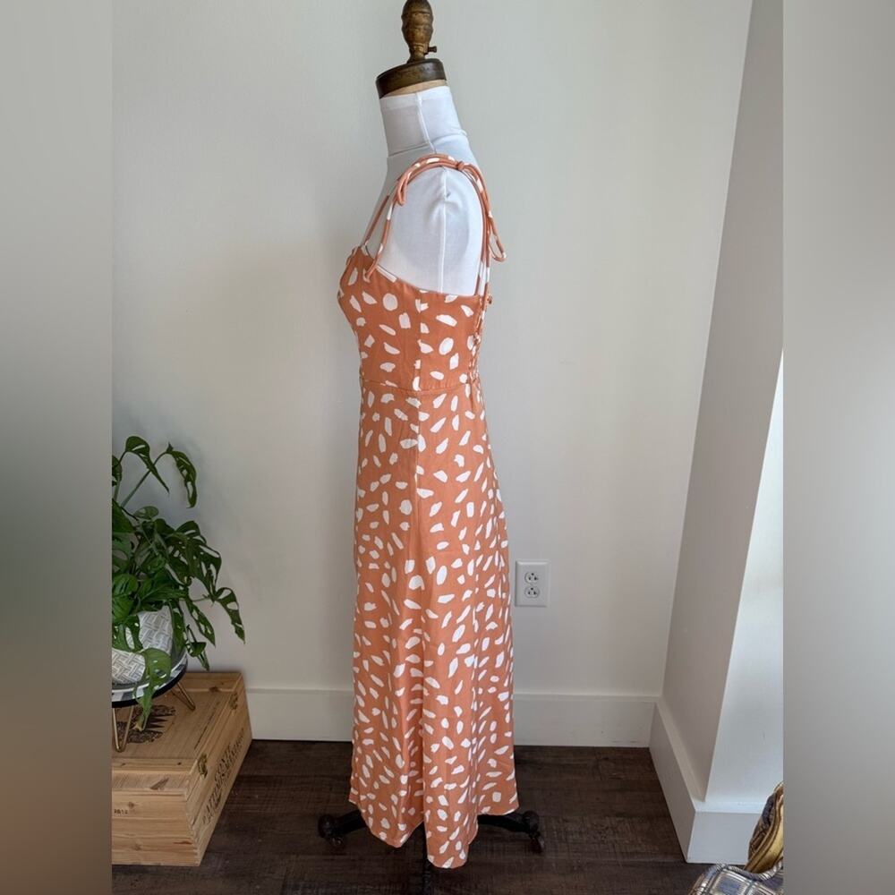 Lulus Party In Paris Light Orange Print Tie-strap Midi Dress - Size XS - Picture 5 of 9